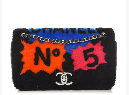Chanel No.5 Shearling Lambskin Medium Flap Black