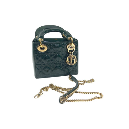 Dior Mini Green Patent Cannage Ladydior Bag