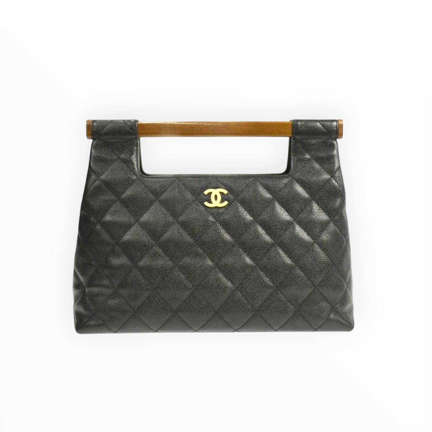 Vintage Chanel Caviar Wood Handle CC bag