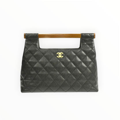 Vintage Chanel Caviar Wood Handle CC bag