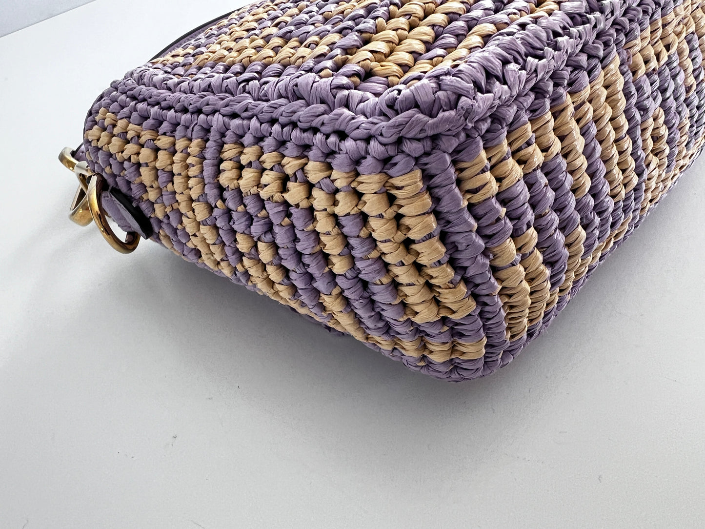 Fendi violet raffia woven baguette