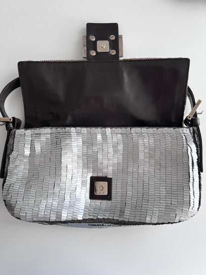 Vintage Fendi silver sequin Baguette