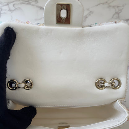 Chanel 2026 limited edition colorful sequin pearls mini rectangular flap bag