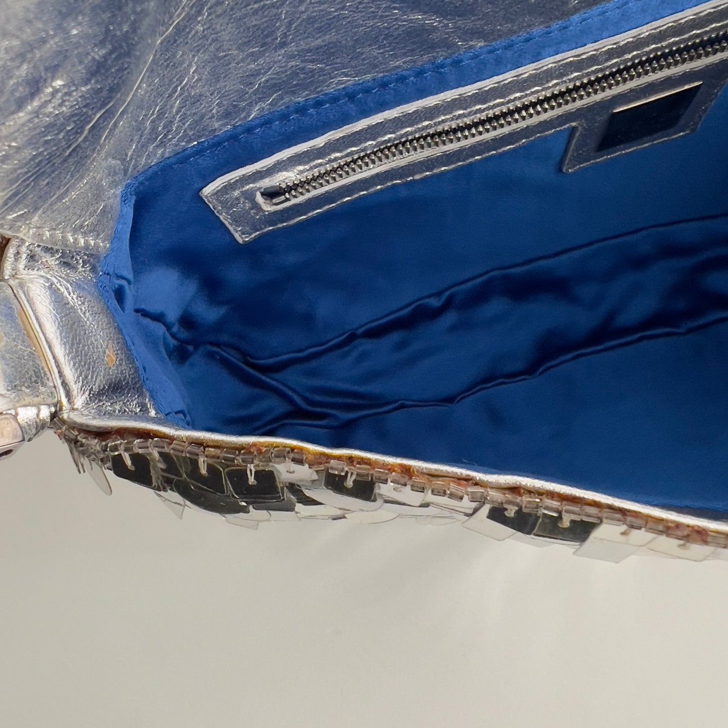 Vintage Fendi silver sequin baguette