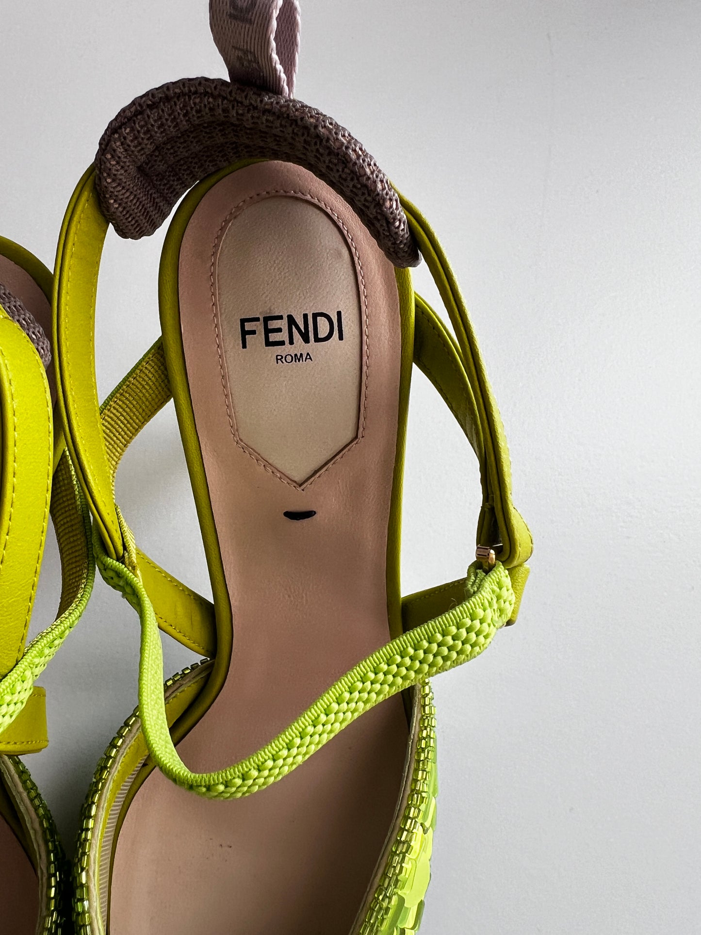 Fendi green sequin high heels size7