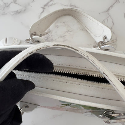 Vintage Christian Dior 2005 Floral Embroidered Detective Bowler Bag – White