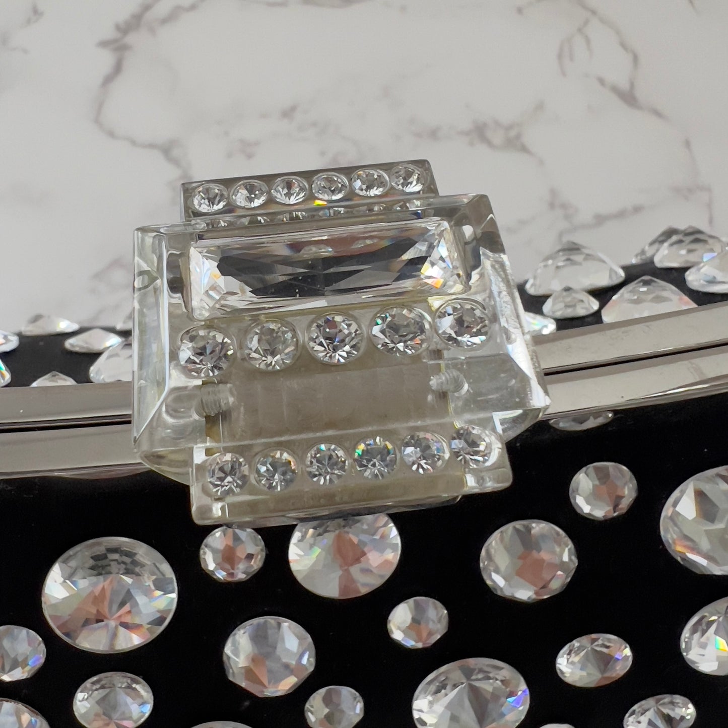 Vintage Dior Diva Rhinestone Black satin bag