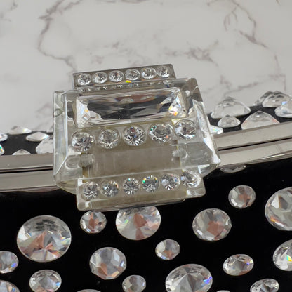 Vintage Dior Diva Rhinestone Black satin bag
