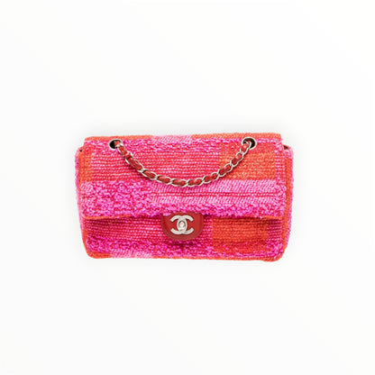 Vintage Chanel Red&Pink Tweed Single Flap Bag