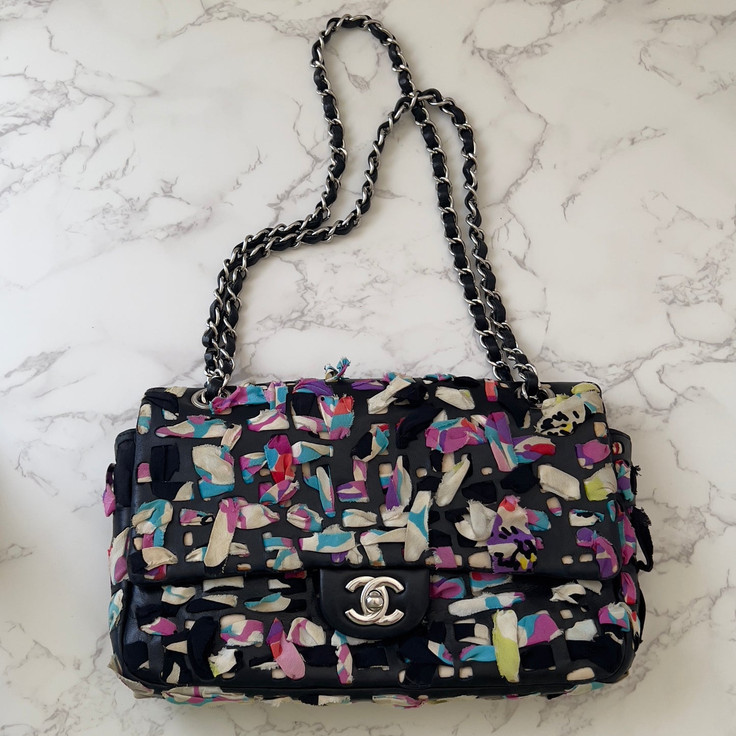 Chanel Limited Edition Scarf-Woven Lambskin Classic Flap Bag