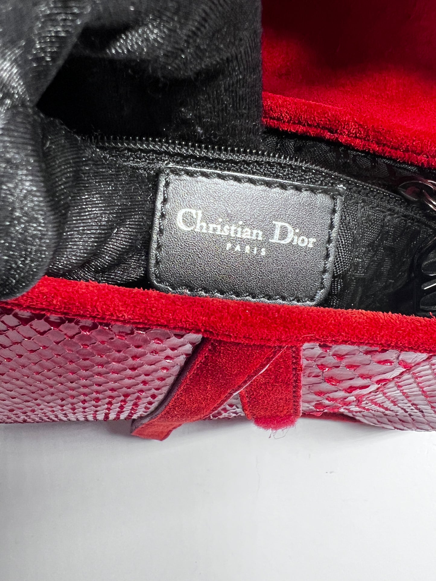 Vintage  Dior red Python with suede saddle