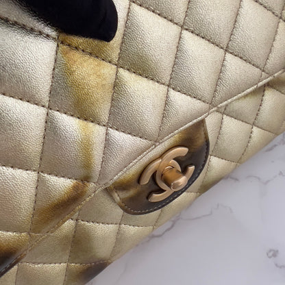 Chanel Classic Double Flap Medium Bag Calfskin Gold Metallic