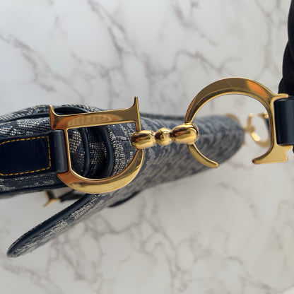 Vintage Christian Dior Blue Diorissimo Jacquard Saddle Bag