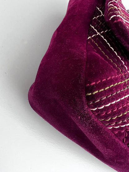 Chanel burgundy suede quilted flap bag