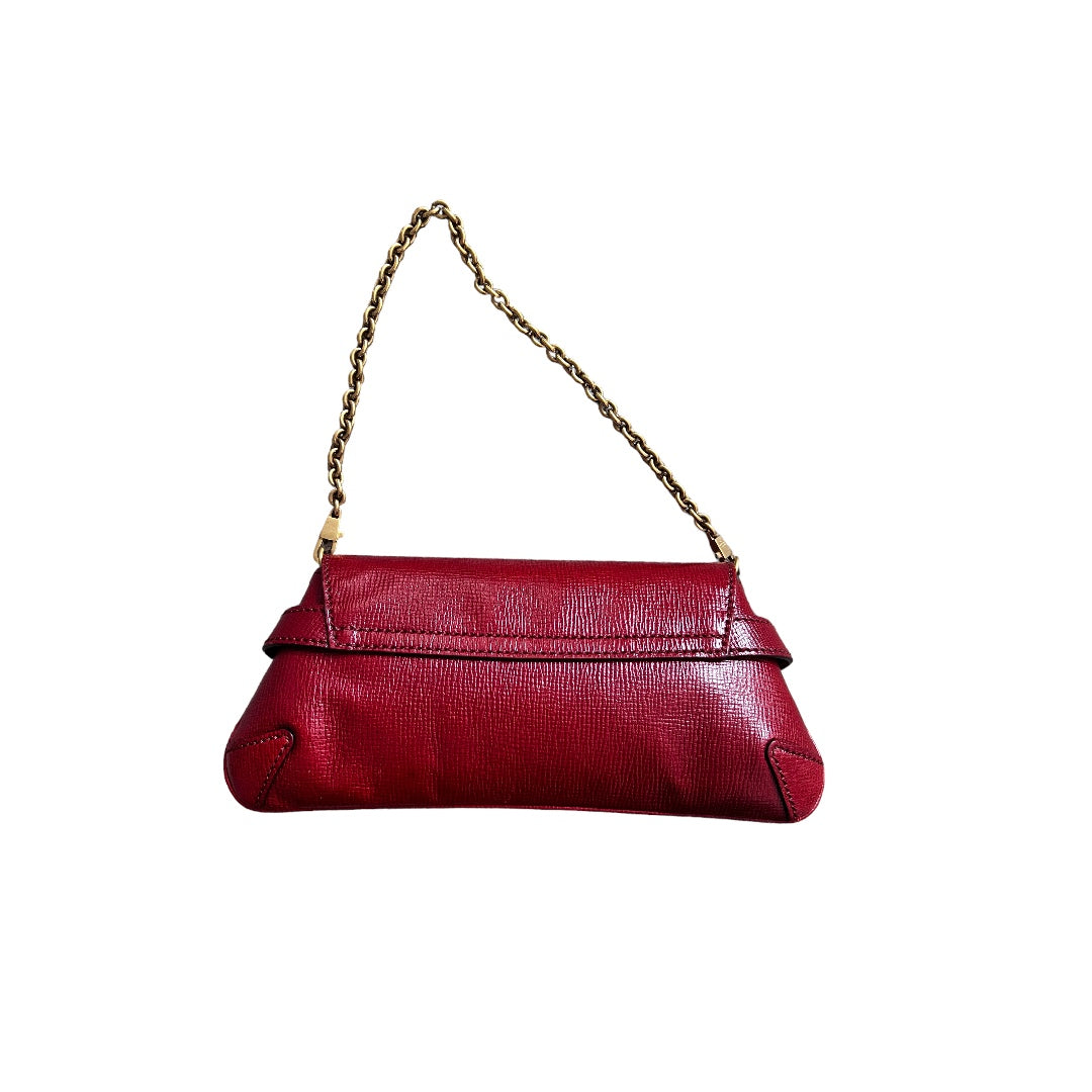 Gucci red leather horsebit chain bag by Tom Ford