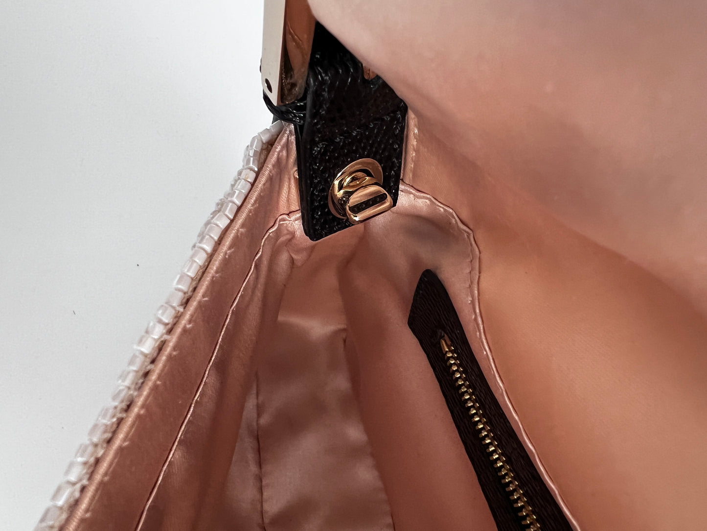 Fendi white & gold beaded lizard baguette