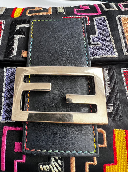 Fendi multicolored F embroidered baguette