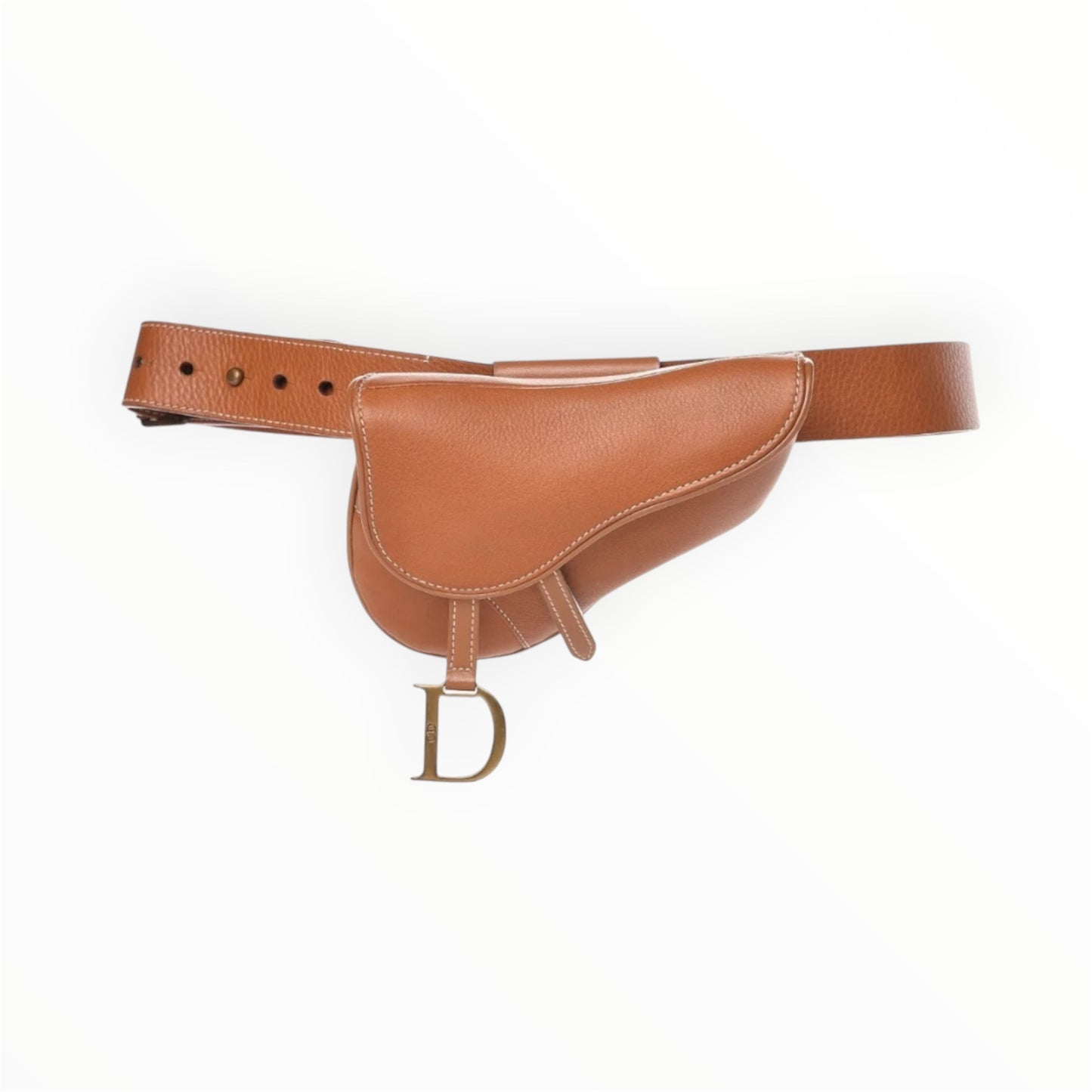 Vintage Christine Dior 2003 Caramel Leather Saddle Belt bag