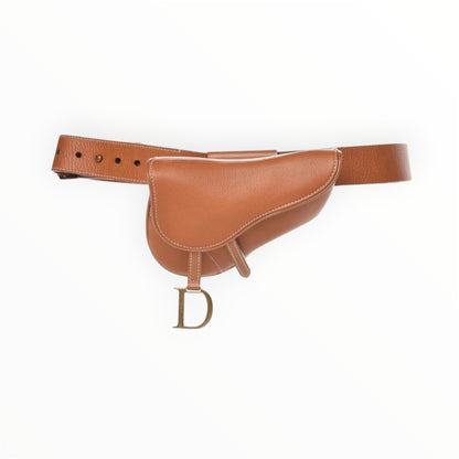 Vintage Christine Dior 2003 Caramel Leather Saddle Belt bag