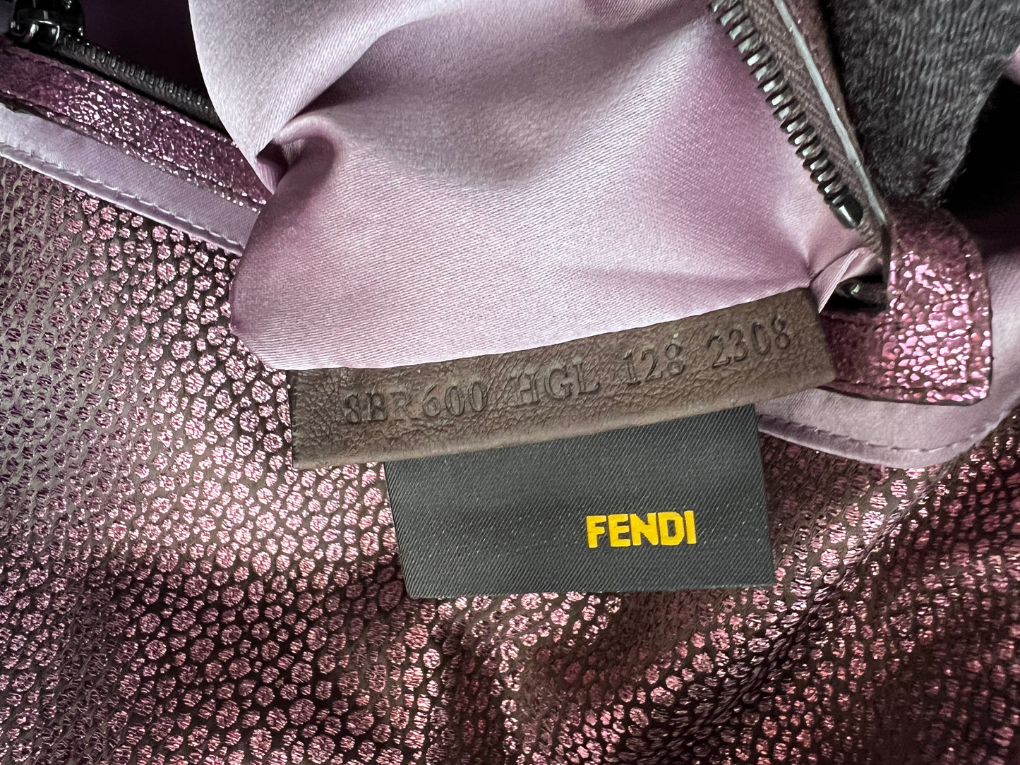 Fendi purple metallic spots baguette