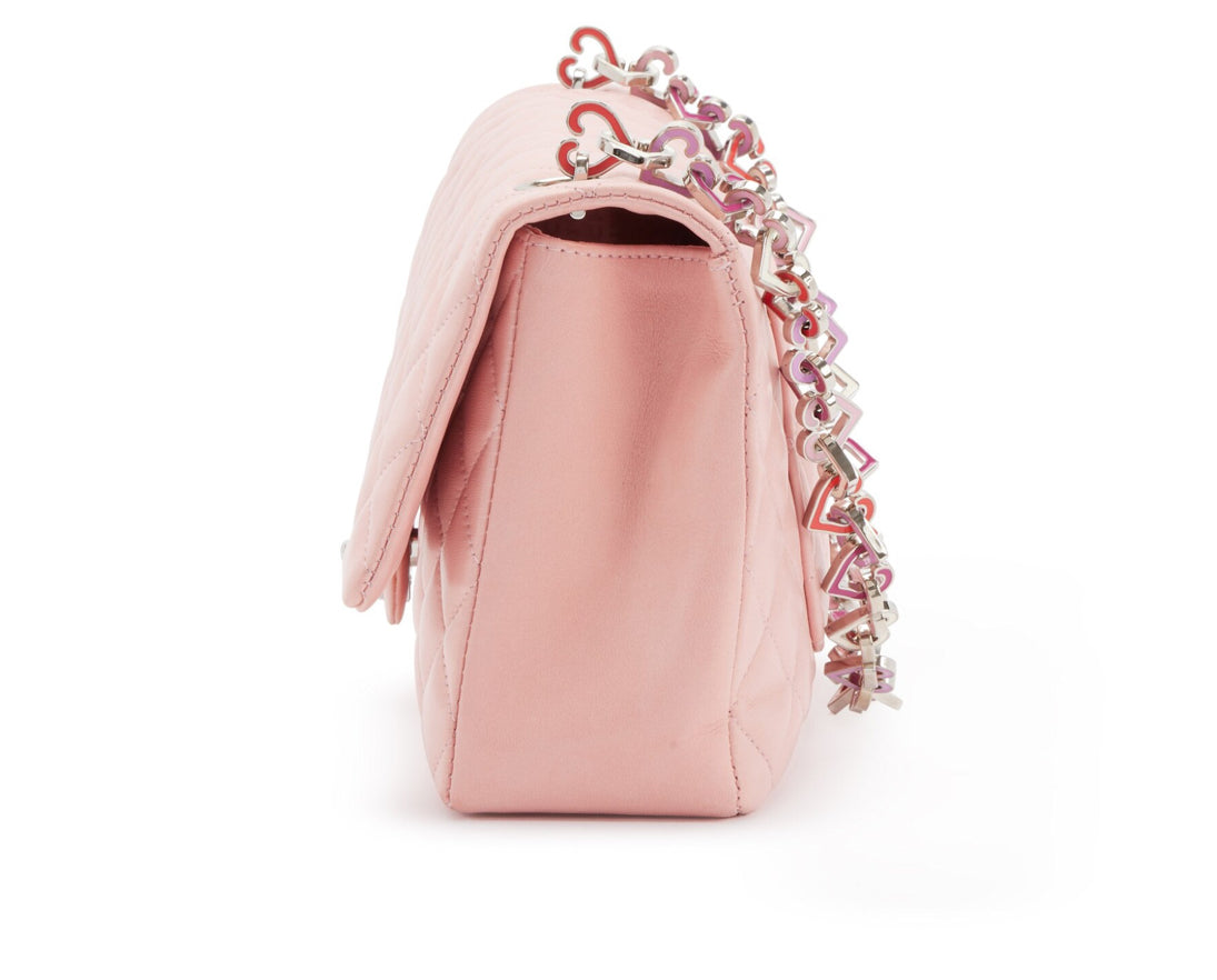 Vintage Chanel Pink Quilted Lambskin Medium Heart Chain Valentine Flap Bag