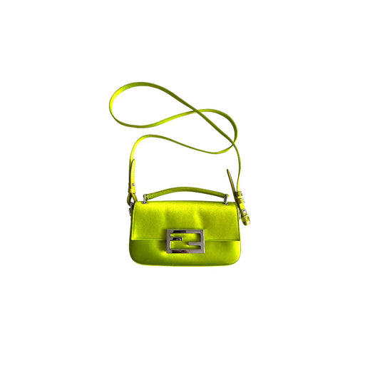 Fendi neon green satin bag