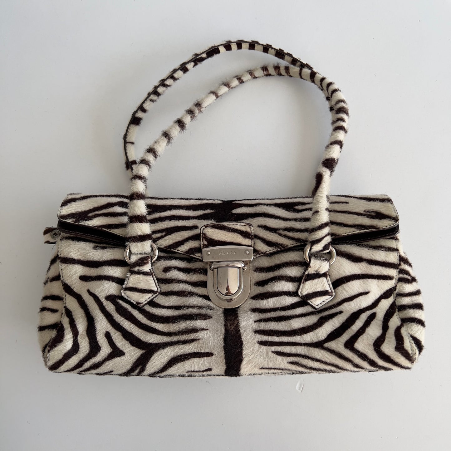 Prada Zebra Print Pony Hair Shoulder Bag