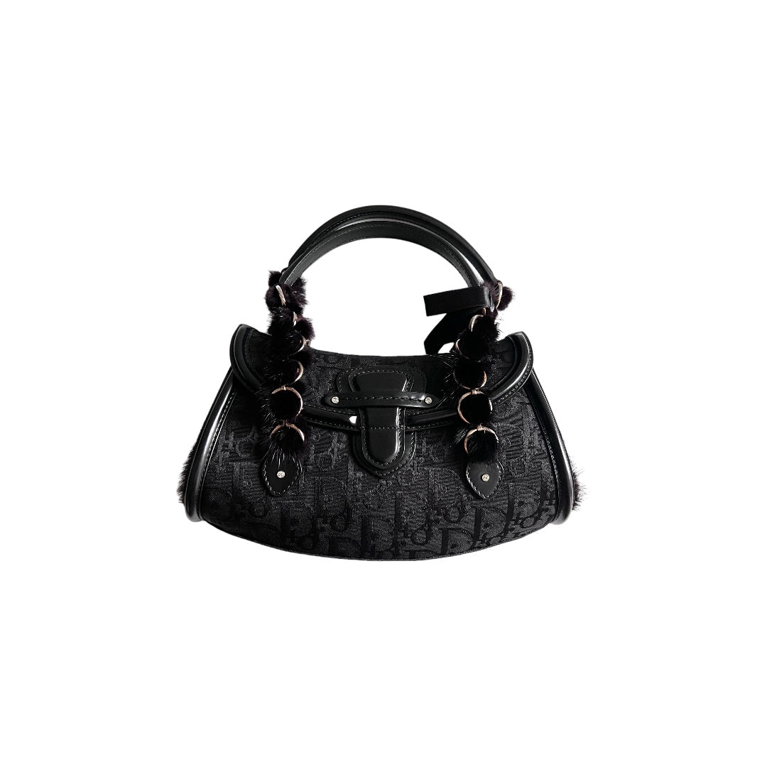 Dior mink fur decorate small punk bag