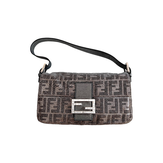 Fendi silver shimmering zucca baguette