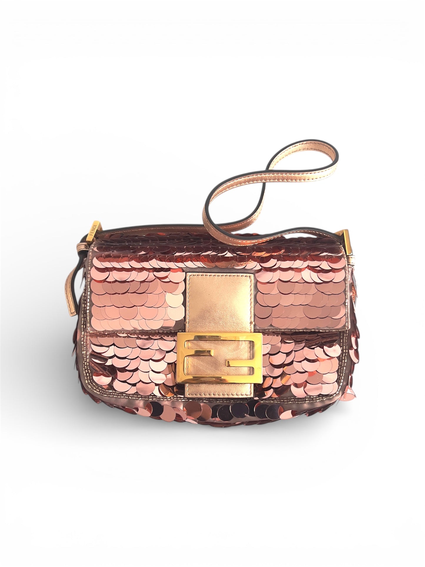 Fendi rose gold sequin mini baguette
