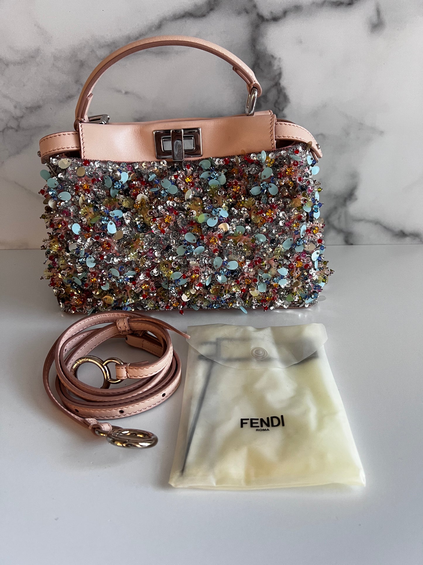 Fendi multi sequin & rhinestones peekaboo small size