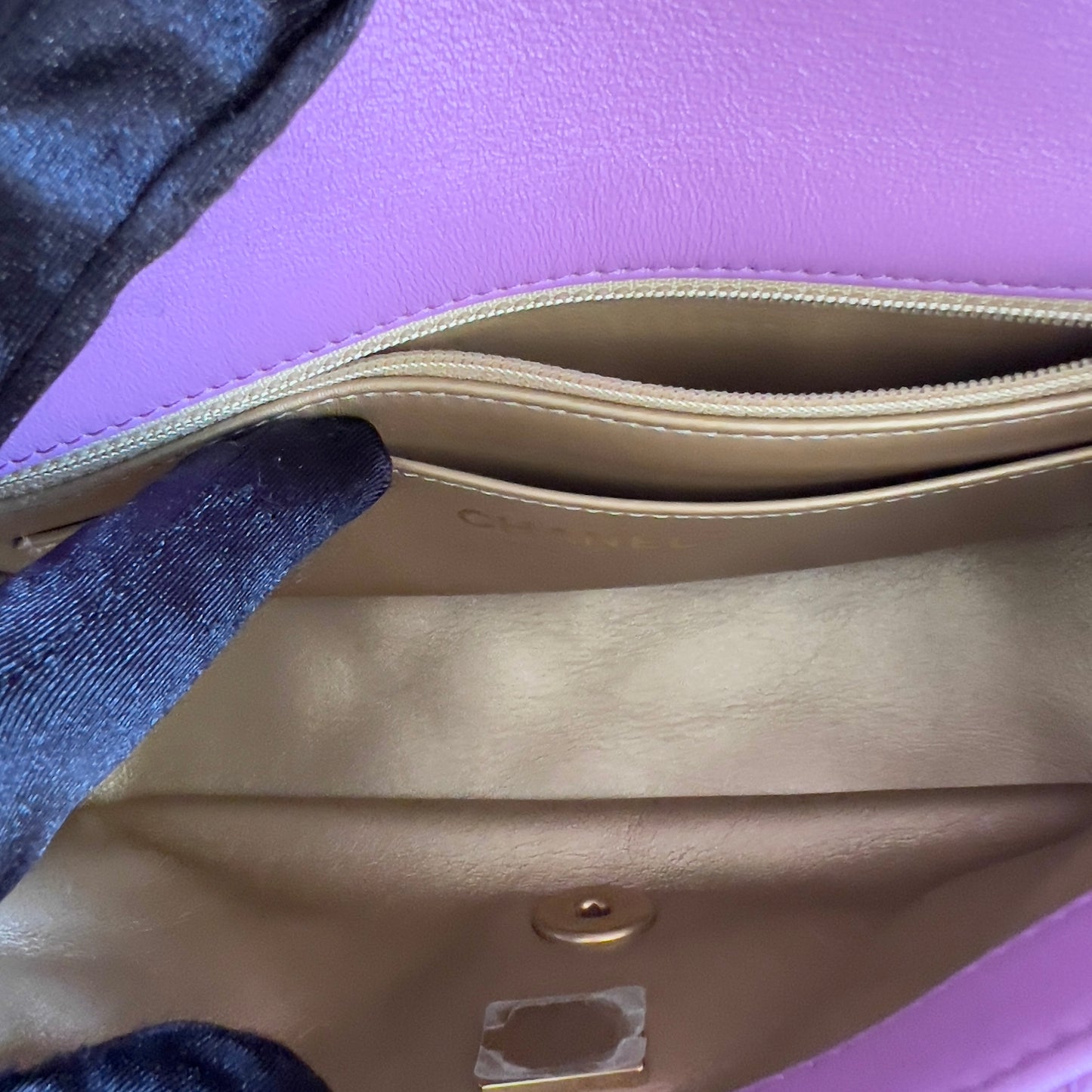 Chanel Lavender Lamb Skin Mini Rectangular Crush Flap Bag