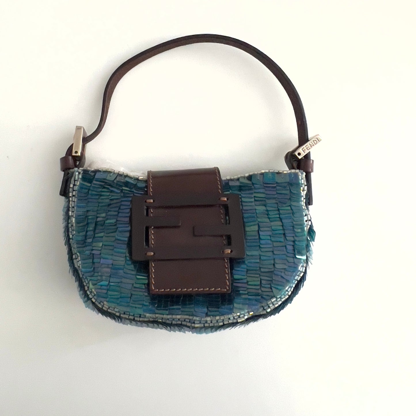 Vintage Fendi Blue Sequin Crossiant