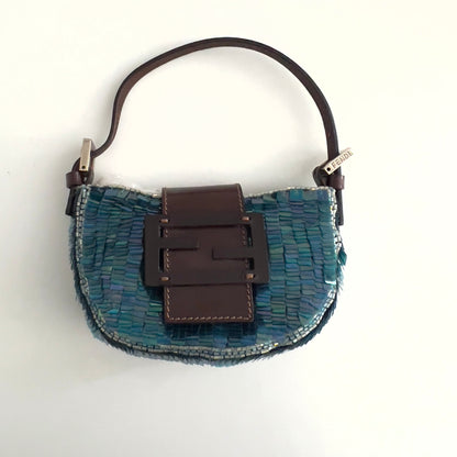 Vintage Fendi Blue Sequin Crossiant