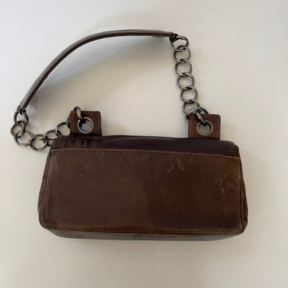 Vintage Chanel Brown Leather Graffiti Coco No 5 Bag