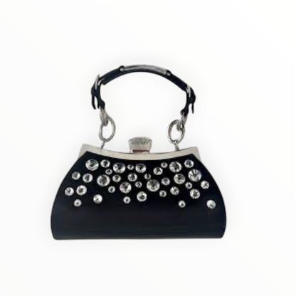 Vintage Dior Diva Rhinestone Black satin bag