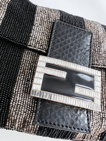 Fendi full beaded stripe baguette