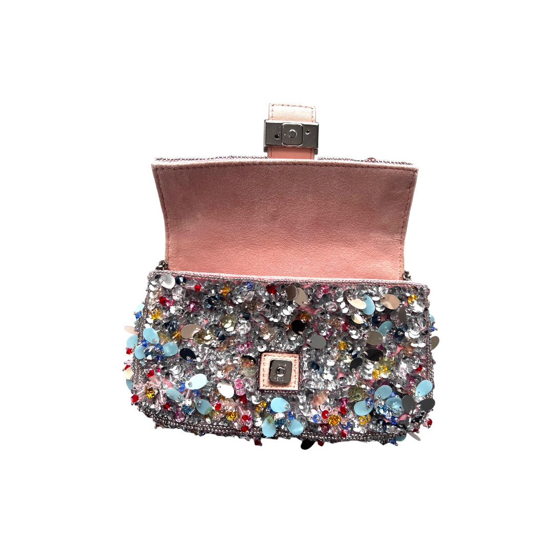 Rare fendi mini multicolor diamond and sequin baguette