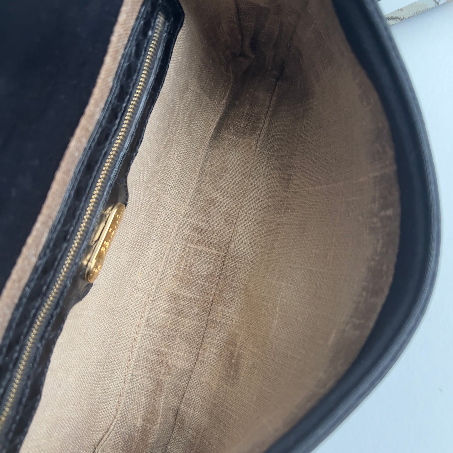 Vintage Fendi Black Embroidered Beads Cloth Baguette