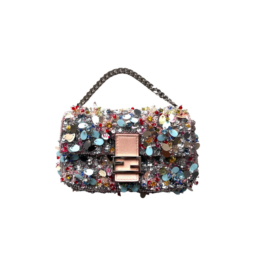 Rare fendi mini multicolor diamond and sequin baguette