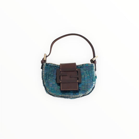 Vintage Fendi Blue Sequin Crossiant