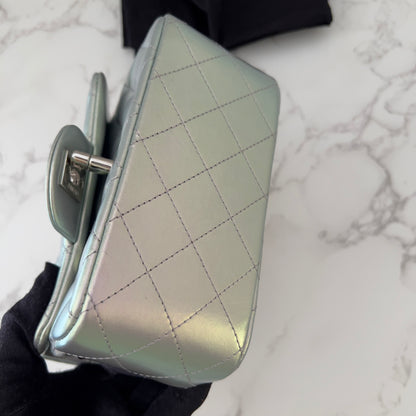 Chanel Silver Iridescent Classic Square Flap Bag