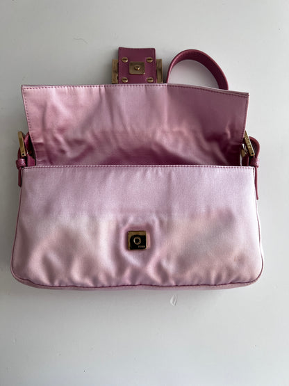 Fendi pink satin baguette