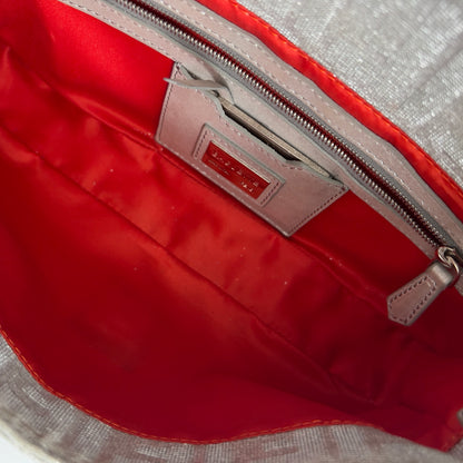 Fendi Metallic FF Silver Cloth Baguette