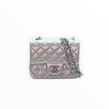 Chanel Silver Iridescent Classic Square Flap Bag
