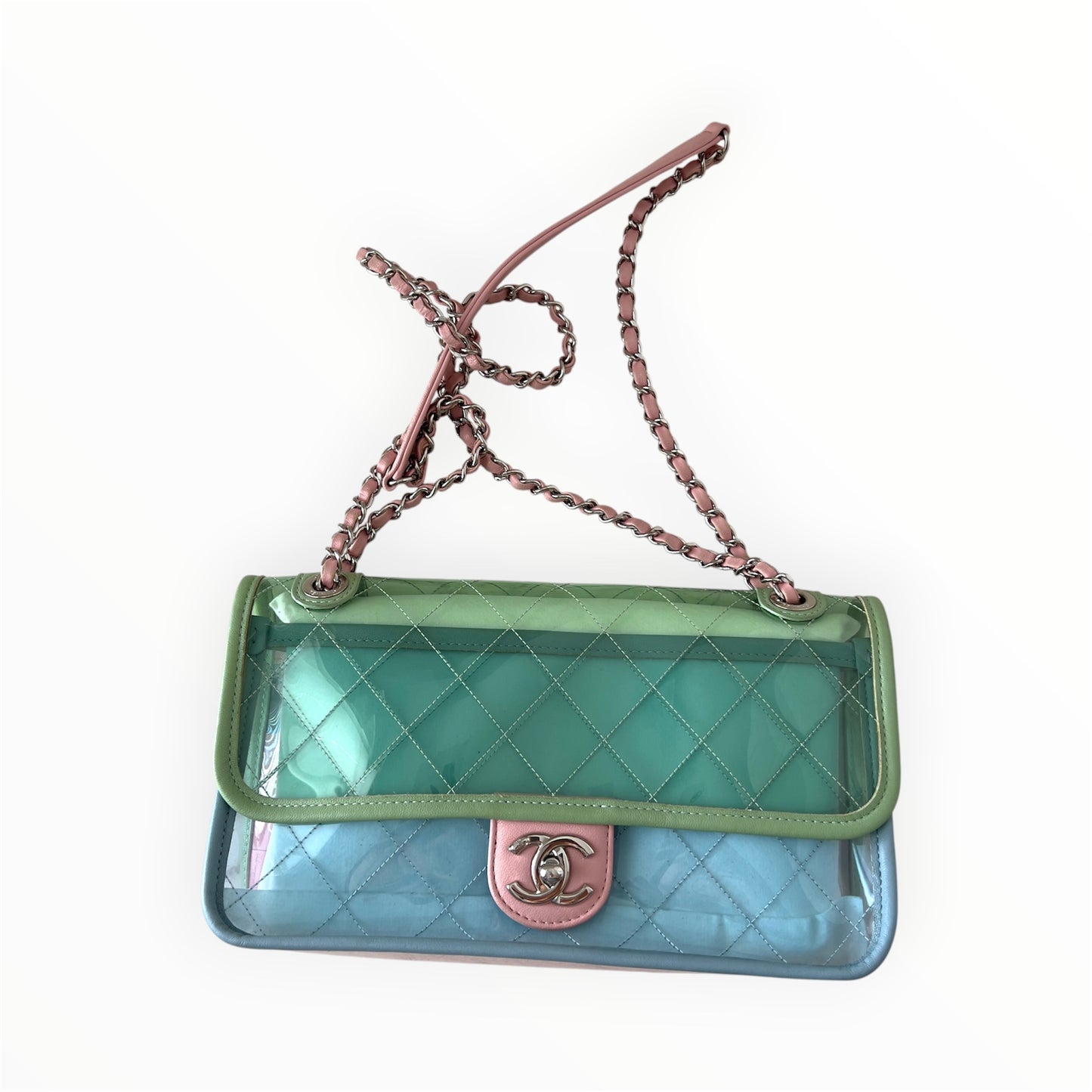 Chanel 18S Coco Splash Pastel Rainbow PVC Medium Flap Bag