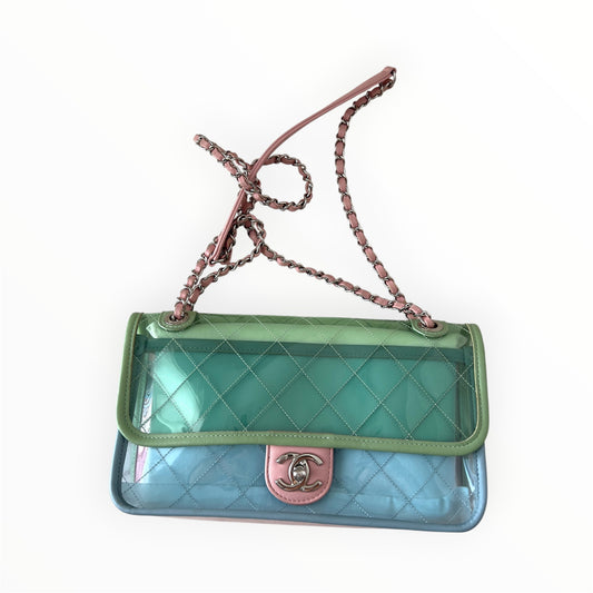 Chanel 18S Coco Splash Pastel Rainbow PVC Medium Flap Bag
