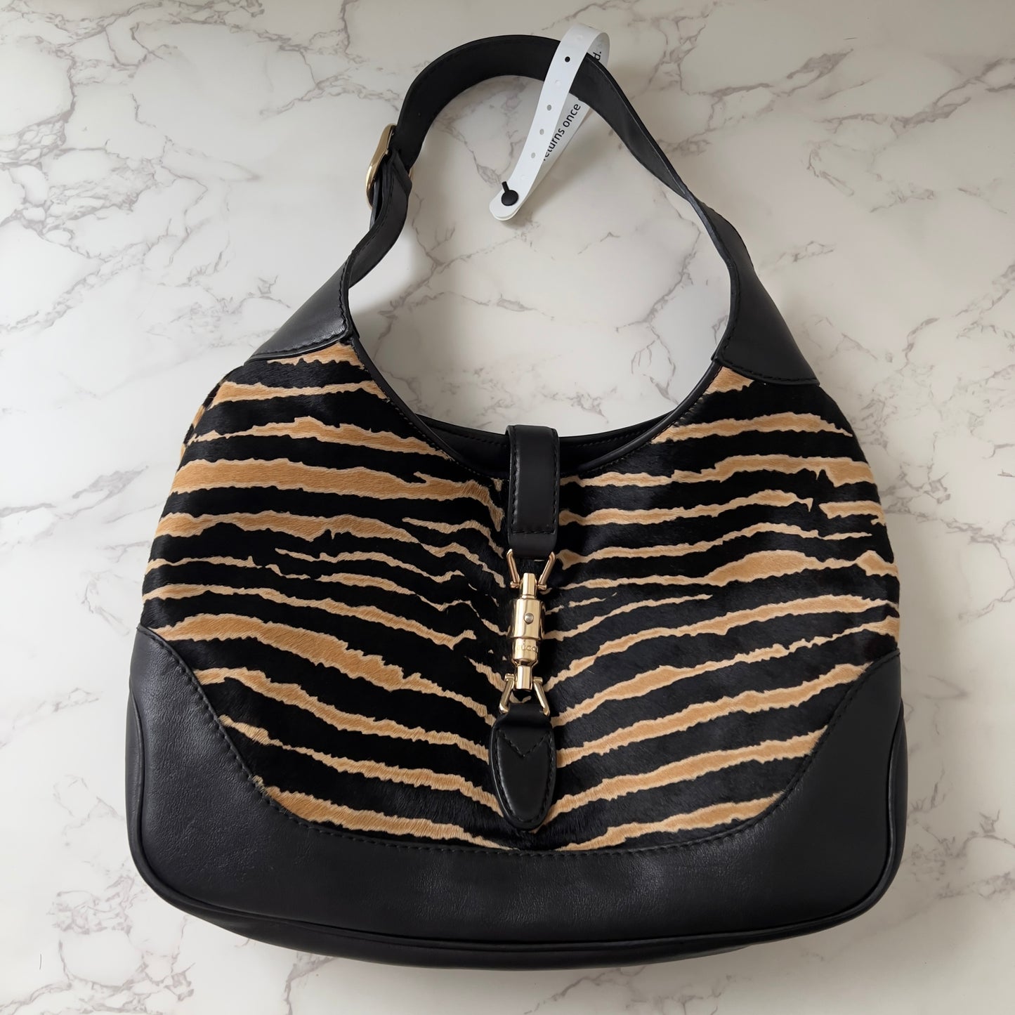Gucci Tiger Stripe Pony Hair Medium Jackie Hobo Bag