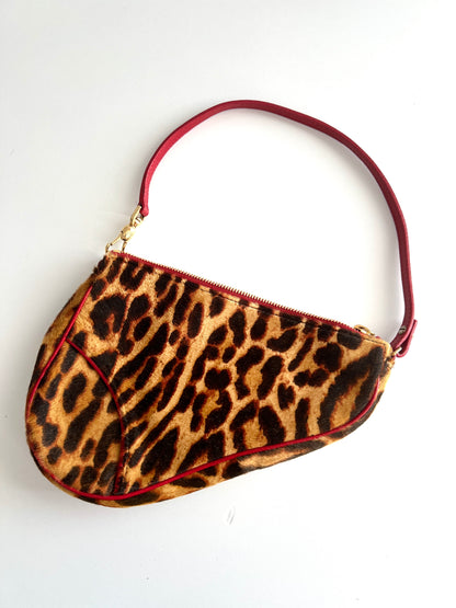 Dior cheetah pony hair saddle bag