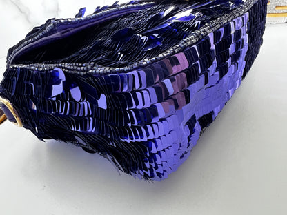 Iconic Fendi purple sequin baguette